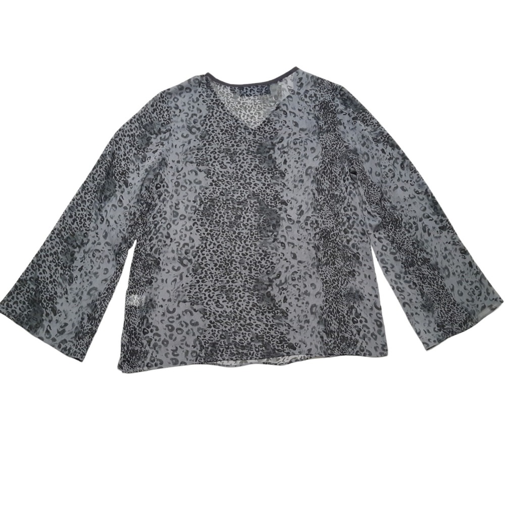 Susan‎ Graver Style Blouse Womans Small Leopard Print V Neck Long Sleeve Top - Picture 12 of 15